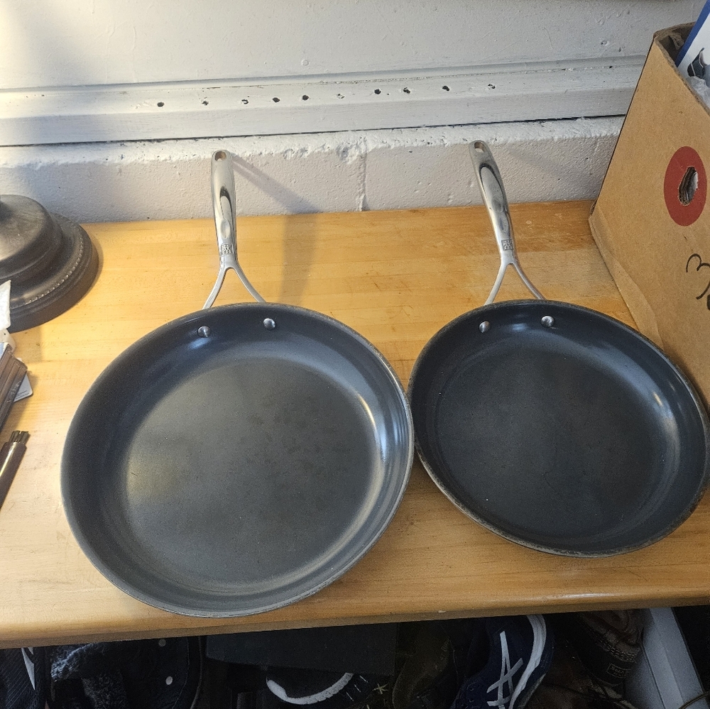 2 Zwilling JA Henckels 10&12 In  Ceramic Nonstick Frying Pan Skillets Stainless